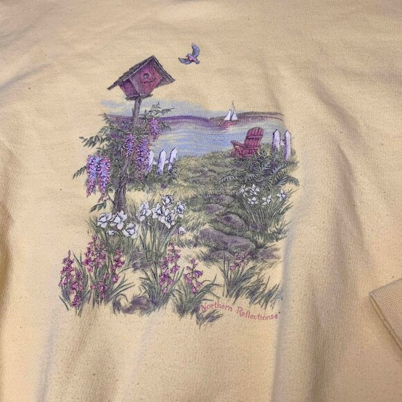 VTG 90s Northern Reflection Cottage Core Birdhouse Crewneck Sweatshirt Large - Picture 2 of 7